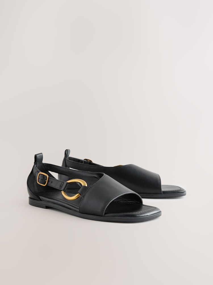 Black Forever Comfort® Hardware Sandals - Image 2 of 5 Black Forever Comfort® Hardware Sandals - Image 2 of 5