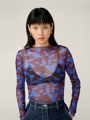 Omnes Blue Lorrie Mesh Top - Image 1 of 4