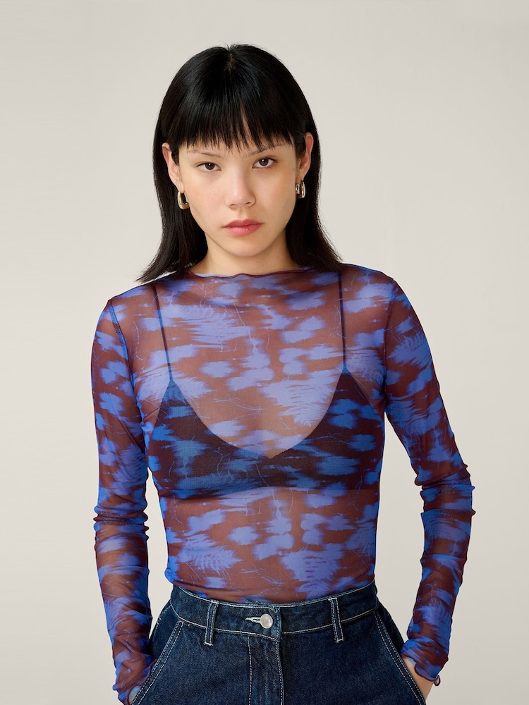 Omnes Blue Lorrie Mesh Top - Image 1 of 4 Omnes Blue Lorrie Mesh Top - Image 1 of 4