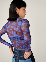 Omnes Blue Lorrie Mesh Top - Image 3 of 4