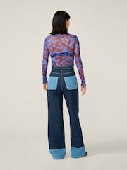 Omnes Blue Lorrie Mesh Top - Image 4 of 4