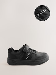Baker by Ted Baker Back to School Black Tape Logo Elasticated Lace Trainers - Image 1 of 7