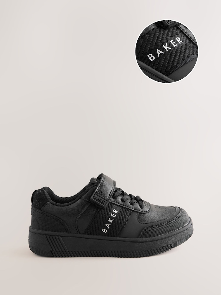 Baker by Ted Baker Back to School Black Tape Logo Elasticated Lace Trainers - Image 1 of 7 Baker by Ted Baker Back to School Black Tape Logo Elasticated Lace Trainers - Image 1 of 7