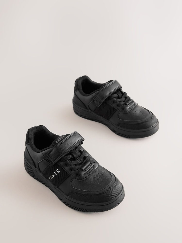 Baker by Ted Baker Back to School Black Tape Logo Elasticated Lace Trainers - Image 2 of 7 Baker by Ted Baker Back to School Black Tape Logo Elasticated Lace Trainers - Image 2 of 7