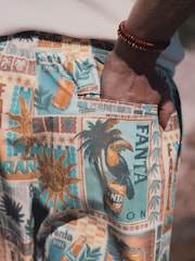 Multi Fanta Print 5 Inch Swim Shorts with Linen - Image 5 of 9