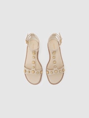 Sandales plates Reiss Elodie en cuir cloutées - Image 3 de 5