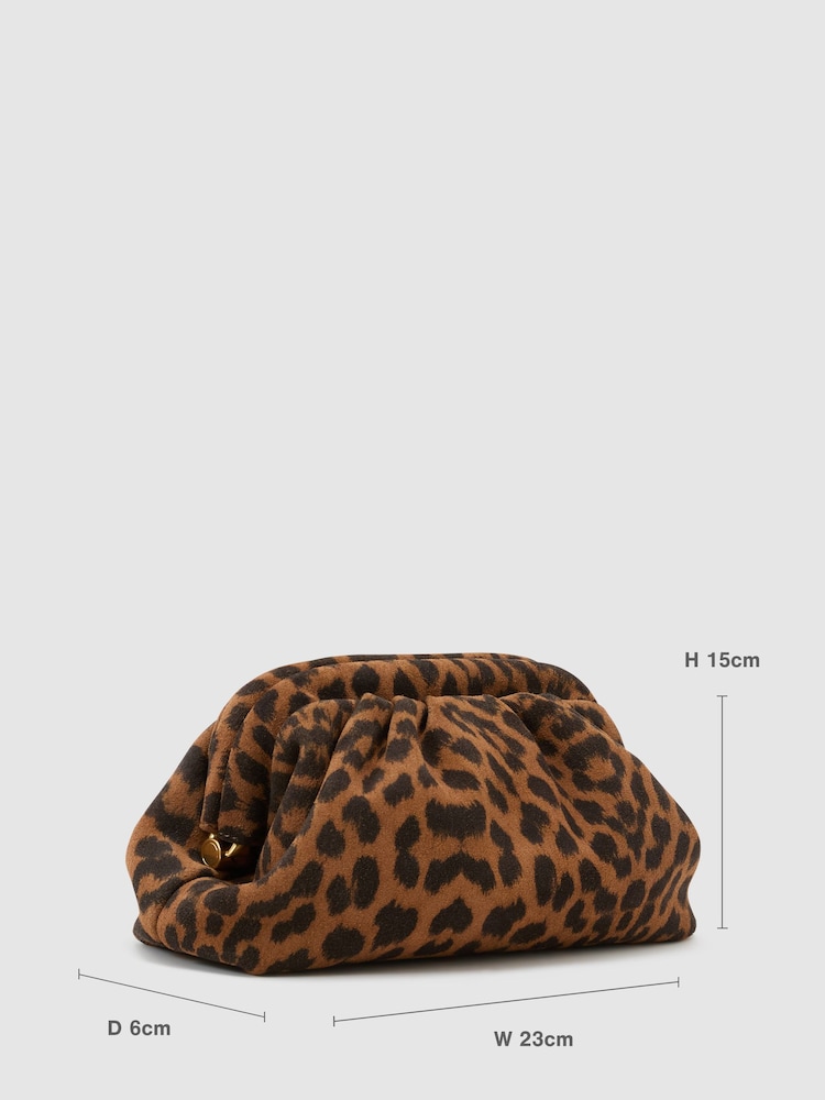 Reiss Animal Mia Suede Pouch Clutch Bag - Image 2 of 5