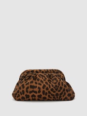 Reiss Animal Mia Suede Pouch Clutch Bag - Image 4 of 5