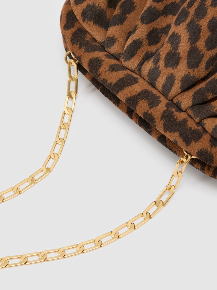 Reiss Animal Mia Suede Pouch Clutch Bag - Image 5 of 5