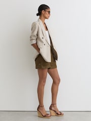 Reiss Tan Hazel Leather Embroidered-Wedge Sandals - Image 1 of 6