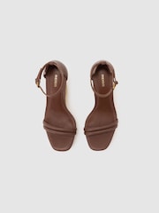 Reiss Tan Hazel Leather Embroidered-Wedge Sandals - Image 3 of 6
