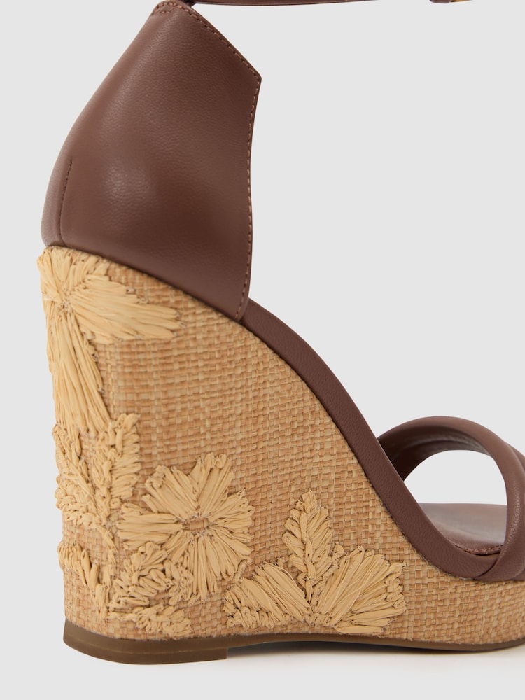Reiss Tan Hazel Leather Embroidered-Wedge Sandals - Image 6 of 6 Reiss Tan Hazel Leather Embroidered-Wedge Sandals - Image 6 of 6