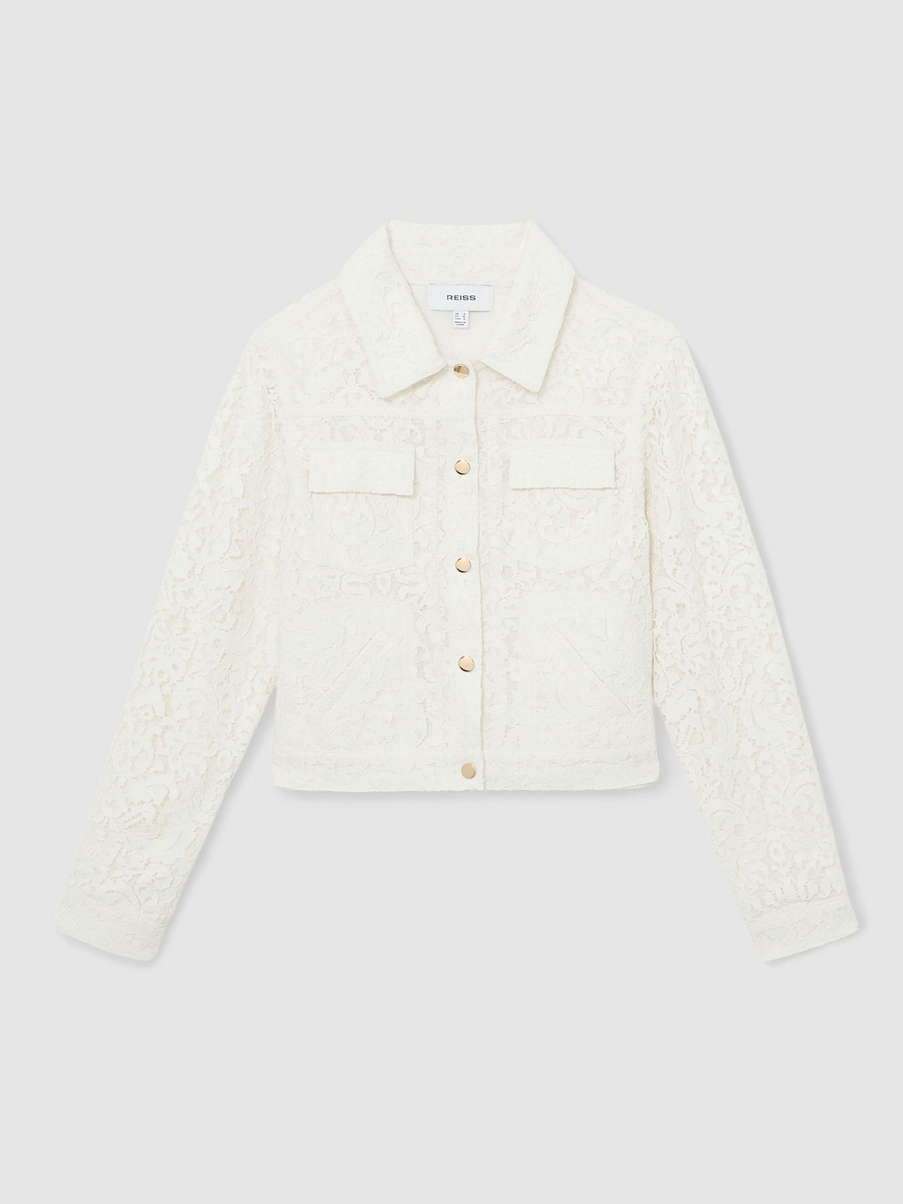 Buy Reiss White Lori Collared Lace Press-Stud Jacket from Next USA