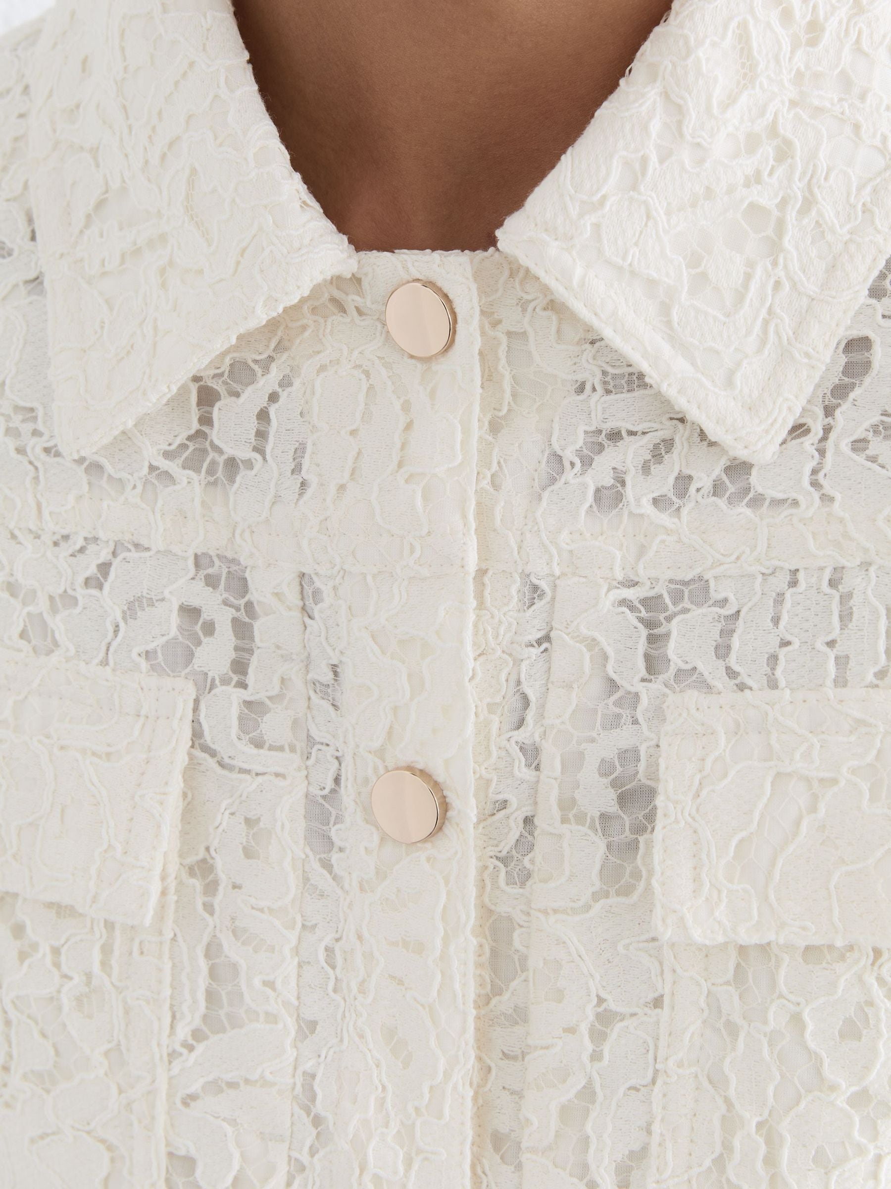 Buy Reiss White Lori Collared Lace Press-Stud Jacket from Next USA