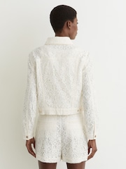 Reiss White Lori Collared Lace Press-Stud Jacket - Image 5 of 6