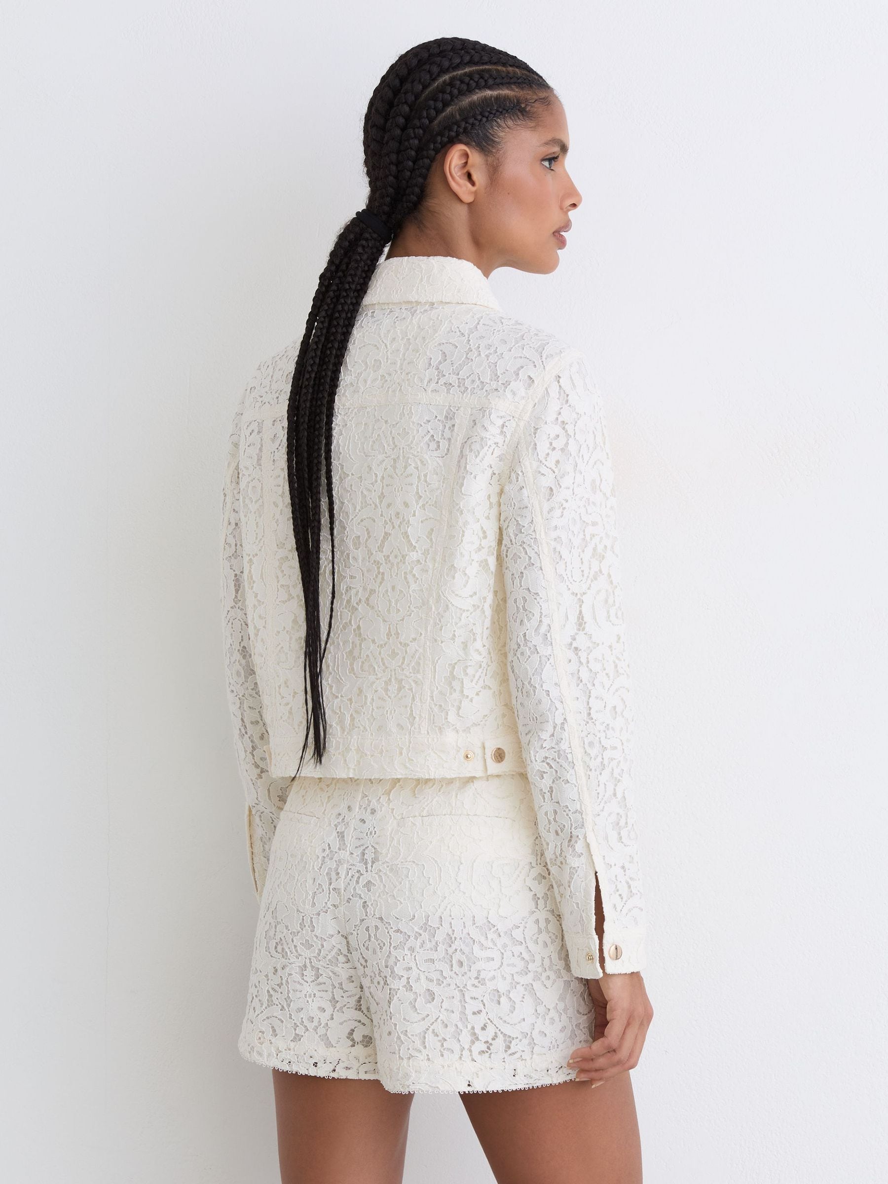 Buy Reiss White Lori Collared Lace Press-Stud Jacket from Next USA