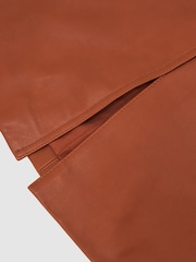 Reiss Rust Orange Miley Leather Midi Pencil Skirt - Image 7 of 7