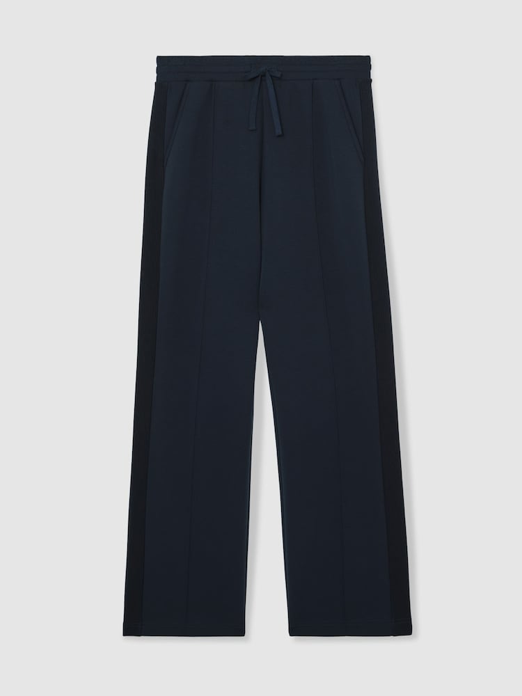 Reiss Navy Bella Petite Premium Interlock Wide-Leg Joggers - Image 2 of 7