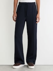 Reiss Navy Bella Petite Premium Interlock Wide-Leg Joggers - Image 3 of 7