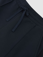 Reiss Navy Bella Petite Premium Interlock Wide-Leg Joggers - Image 6 of 7