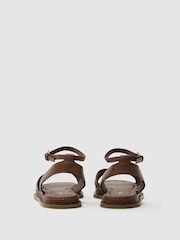 Reiss Tan Emma Leather Plaited-Detail Flat Sandals - Image 5 of 6