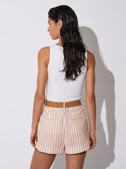 Reiss Chloe Linen-Blend Stripe Belted Shorts - Bild 5 von 6