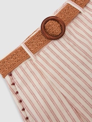 Reiss Chloe Linen-Blend Stripe Belted Shorts - Bild 6 von 6