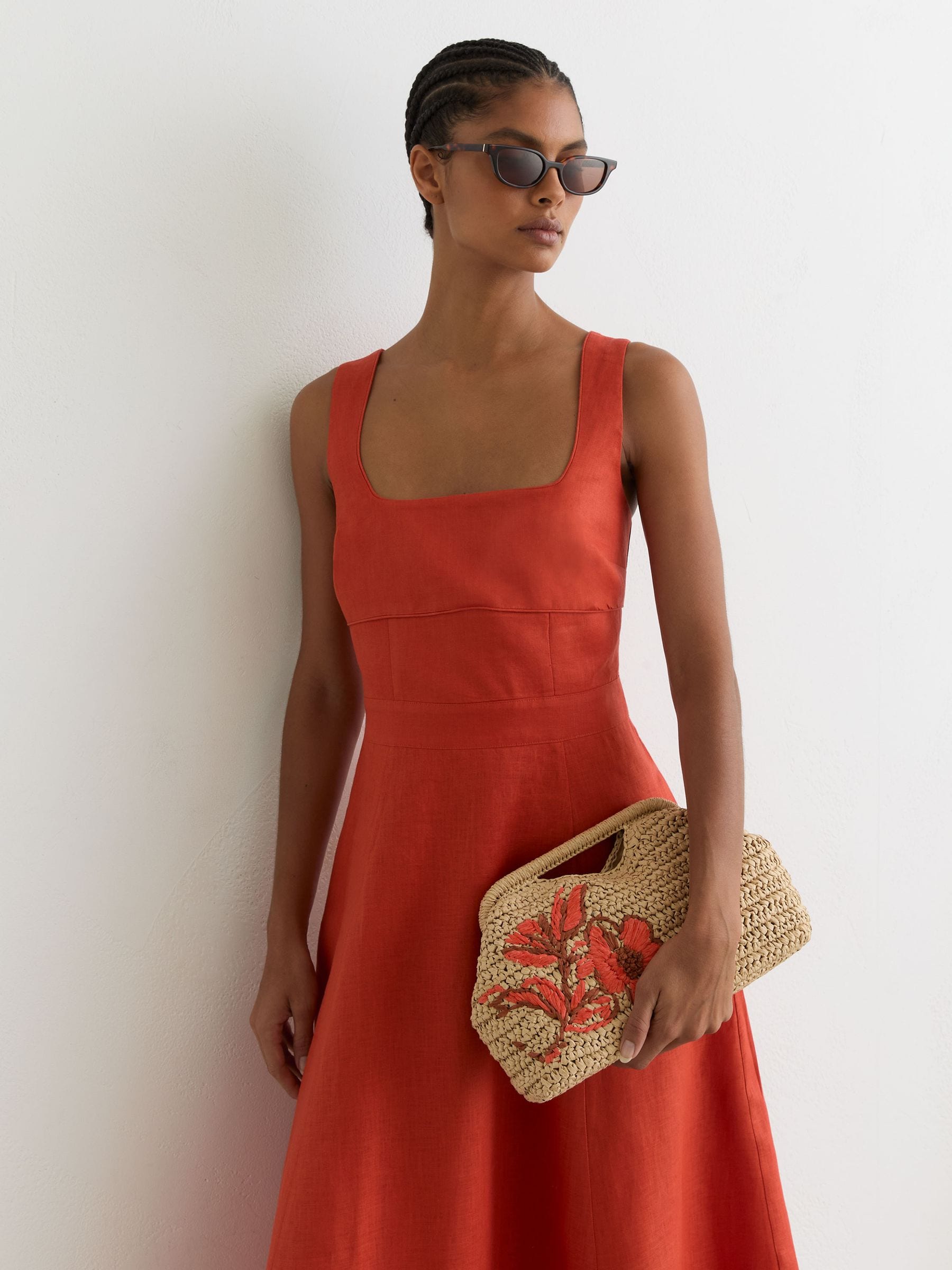 Next：日本 Reiss Gina ラフィアエフェクト刺繍入りクラッチバッグ