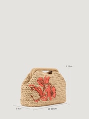Reiss Natural Gina Raffia-Effect Embroidered Clutch Bag - Image 3 of 6