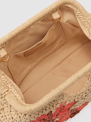 Reiss Natural Gina Raffia-Effect Embroidered Clutch Bag - Image 5 of 6