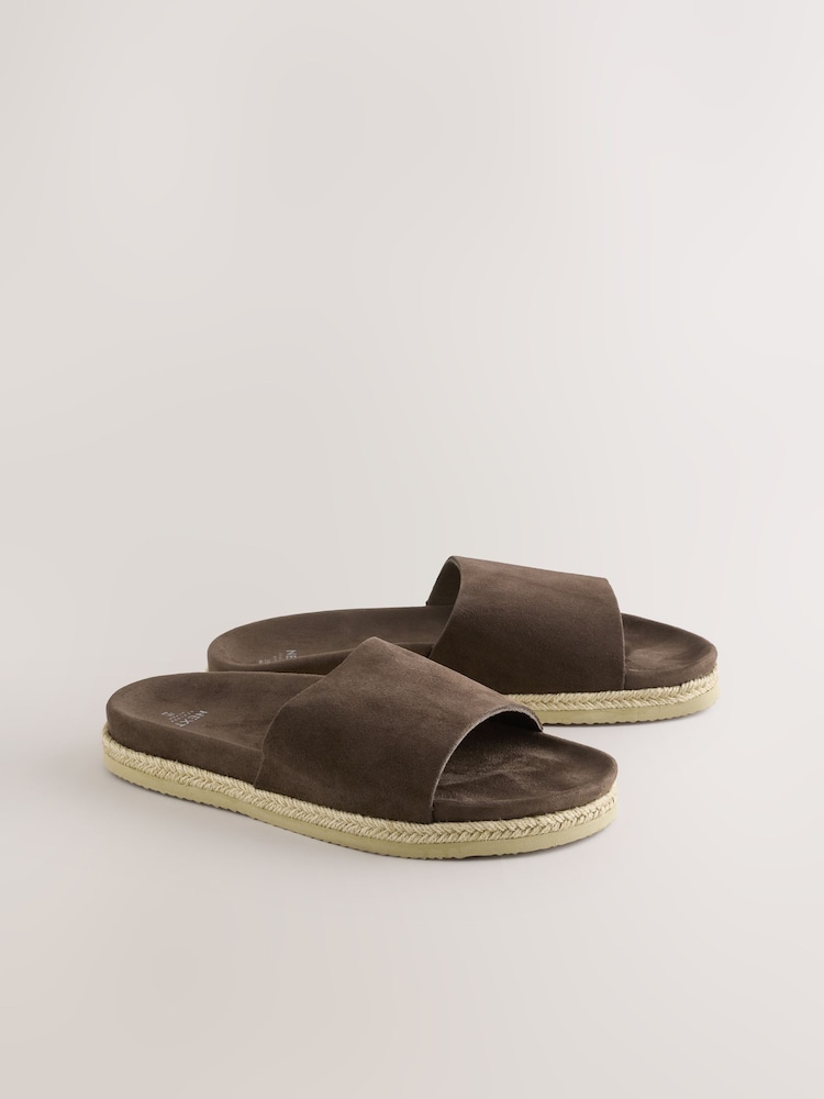 Brown Smart Suede Sliders - Image 1 of 4