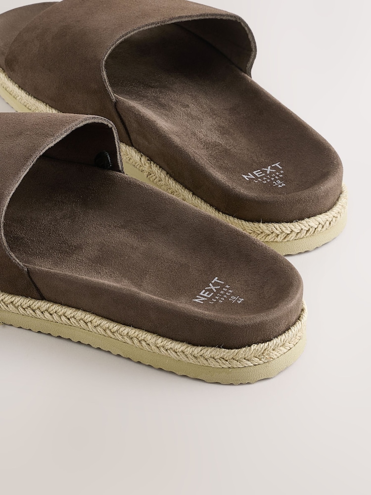 Brown Smart Suede Sliders - Image 4 of 4