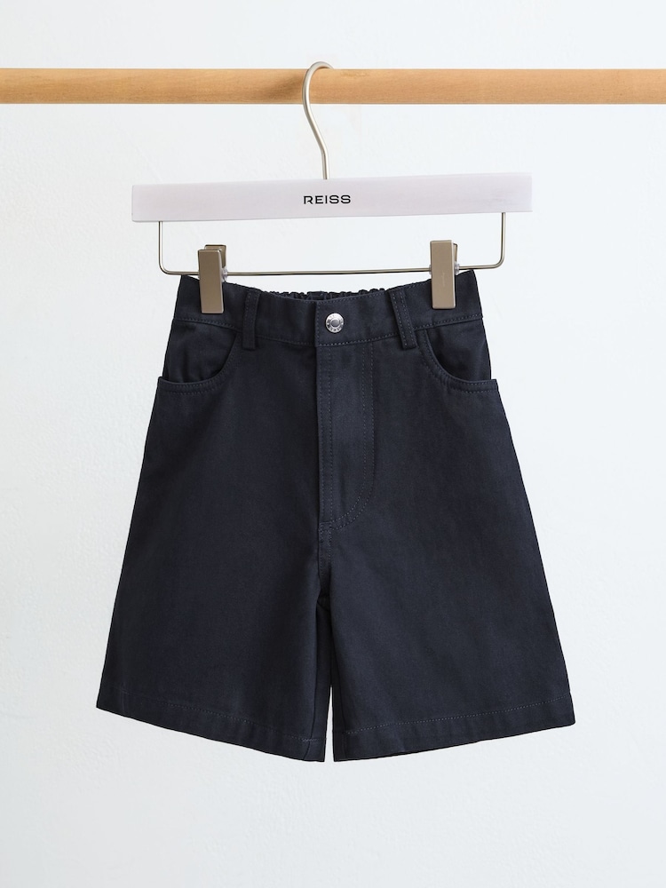 Reiss Blue Moby 13-14 yrs Cotton Twill Bermuda Shorts - Image 1 of 3 Reiss Blue Moby 13-14 yrs Cotton Twill Bermuda Shorts - Image 1 of 3