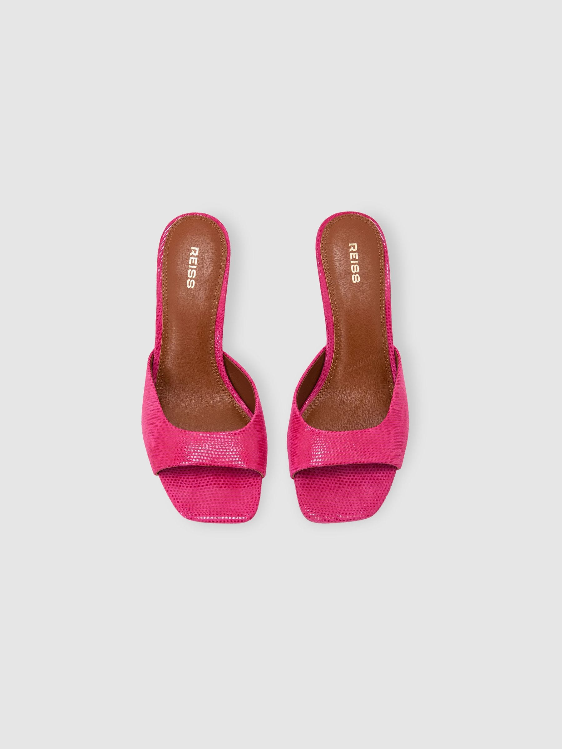 Buy Reiss Pink Yasmin Textured Open-Toe Heeled Mules from Next USA