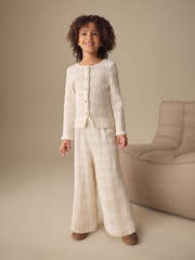 Ecru - Texturiertes Set aus Strickjacke und Weitem Bein (3–16Jahre) - Bild 1 von 8