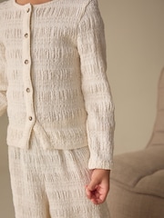 Ecru - Texturiertes Set aus Strickjacke und Weitem Bein (3–16Jahre) - Bild 3 von 8