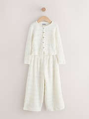 Ecru - Texturiertes Set aus Strickjacke und Weitem Bein (3–16Jahre) - Bild 4 von 8