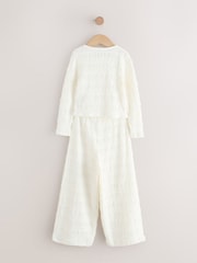 Ecru - Texturiertes Set aus Strickjacke und Weitem Bein (3–16Jahre) - Bild 6 von 8