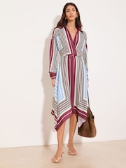 Lipsy Streifen asymmetrischer Saum Midi Kleid - Bild 1 von 5