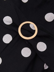 Reiss Navy/Ivory Brook Linen Polka-Dot Wide-Leg Jumpsuit - Image 6 of 6