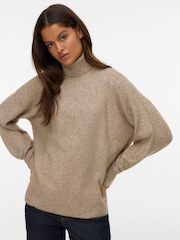 VERO MODA Natural Roll Neck Soft Touch Cosy Knitted Jumper - Image 1 of 4