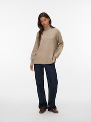 VERO MODA Natural Roll Neck Soft Touch Cosy Knitted Jumper - Image 3 of 4