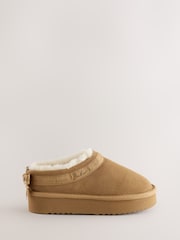 Baker by Ted Baker Tan Brown Warm Lined Suede Slippers - Image 1 of 6