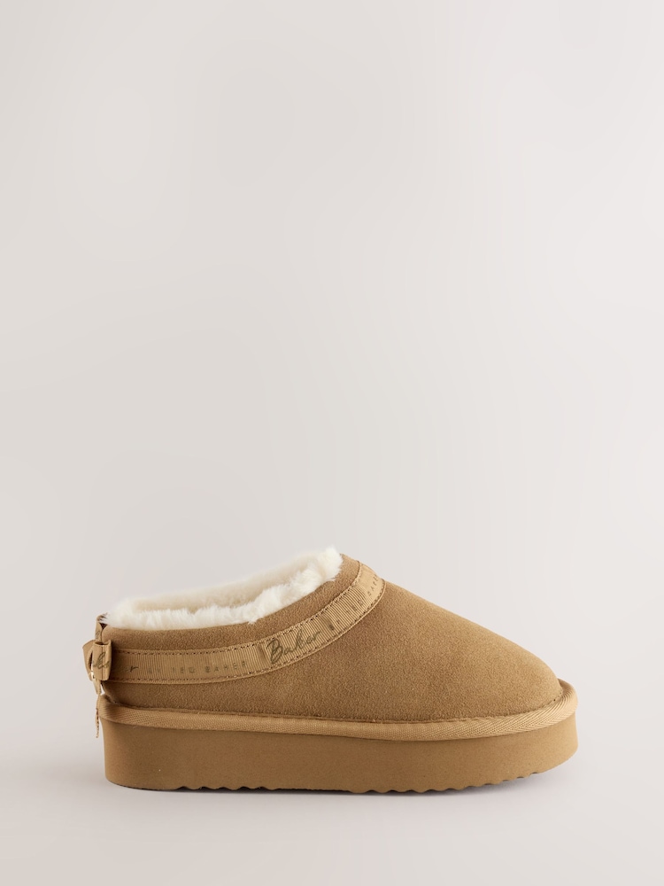 Baker by Ted Baker Tan Brown Warm Lined Suede Slippers - Image 1 of 6
