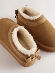 Baker by Ted Baker Tan Brown Warm Lined Suede Slippers - Image 5 of 6