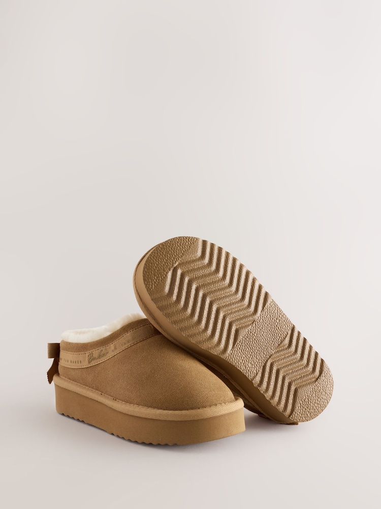 Baker by Ted Baker Tan Brown Warm Lined Suede Slippers - Image 6 of 6
