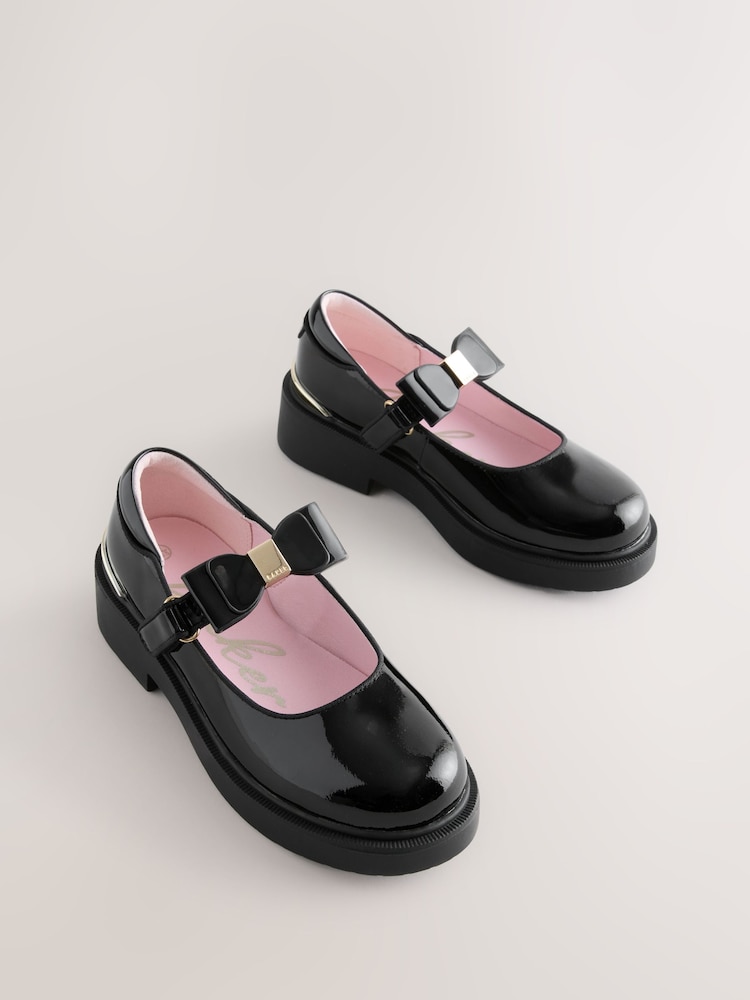 Baker by Ted Baker Back to School Patent Multiple Straps Chunky Mary Jane Black Shoes - Image 2 of 6