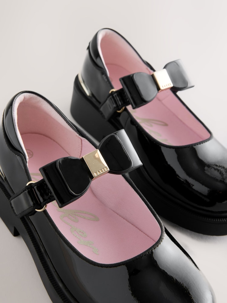 Baker by Ted Baker Back to School Patent Multiple Straps Chunky Mary Jane Black Shoes - Image 6 of 6