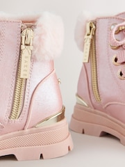 Baker by Ted Baker Faux Fur Cuff Metallic Pink Charm Boots - Image 5 of 5