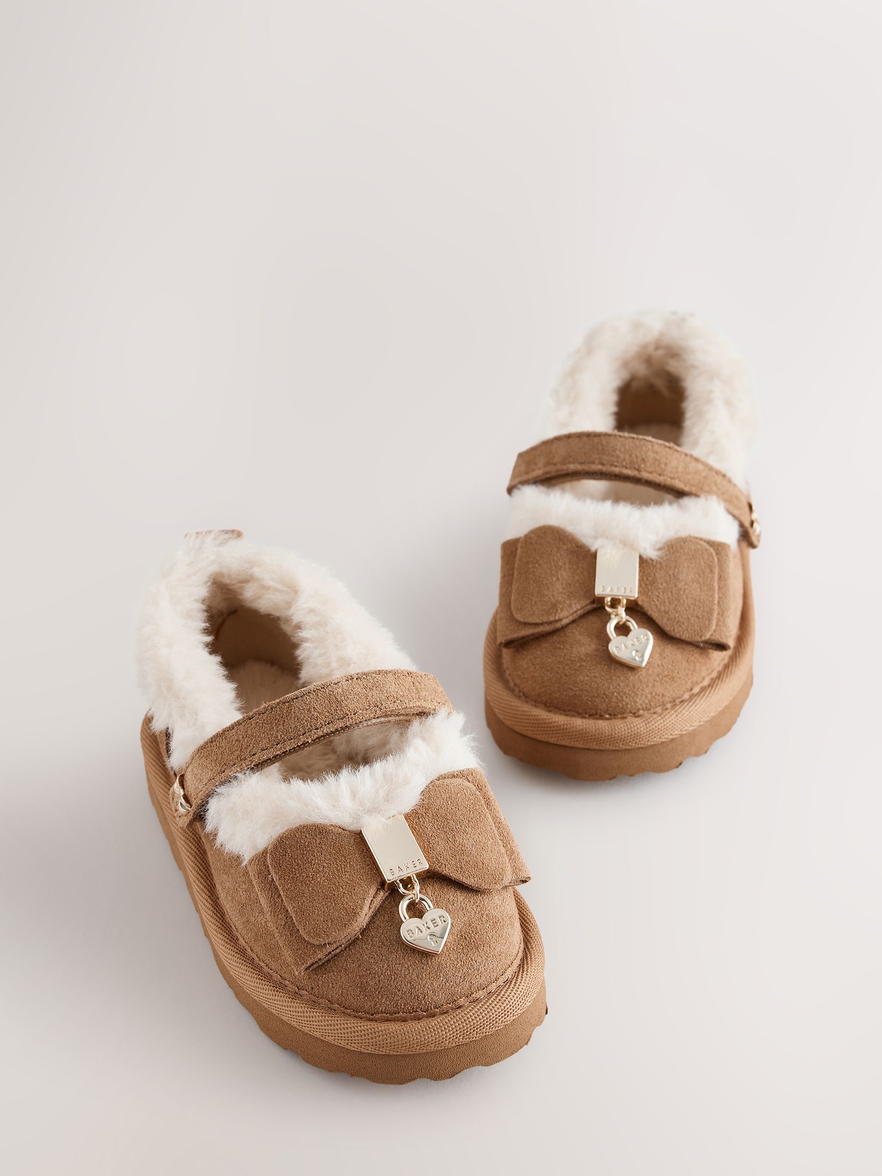 Baker by Ted Baker Faux Fur Lined Slipper Mary Jane Shoes with Bow view 1